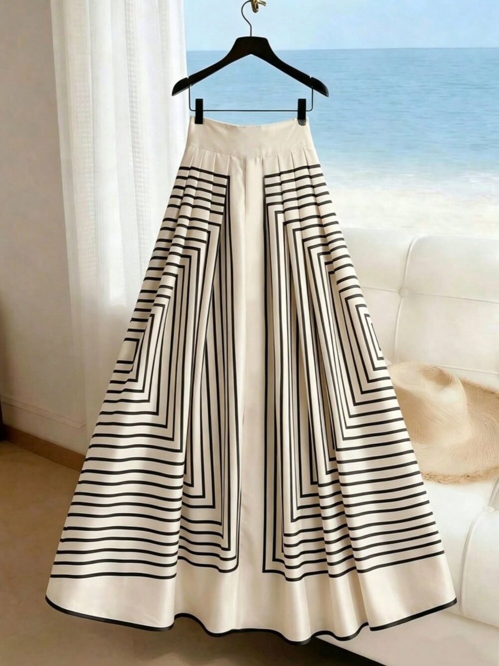 Multicolor Casual Women's Geometric Print Pleated Skirt - Picture 2 of 4